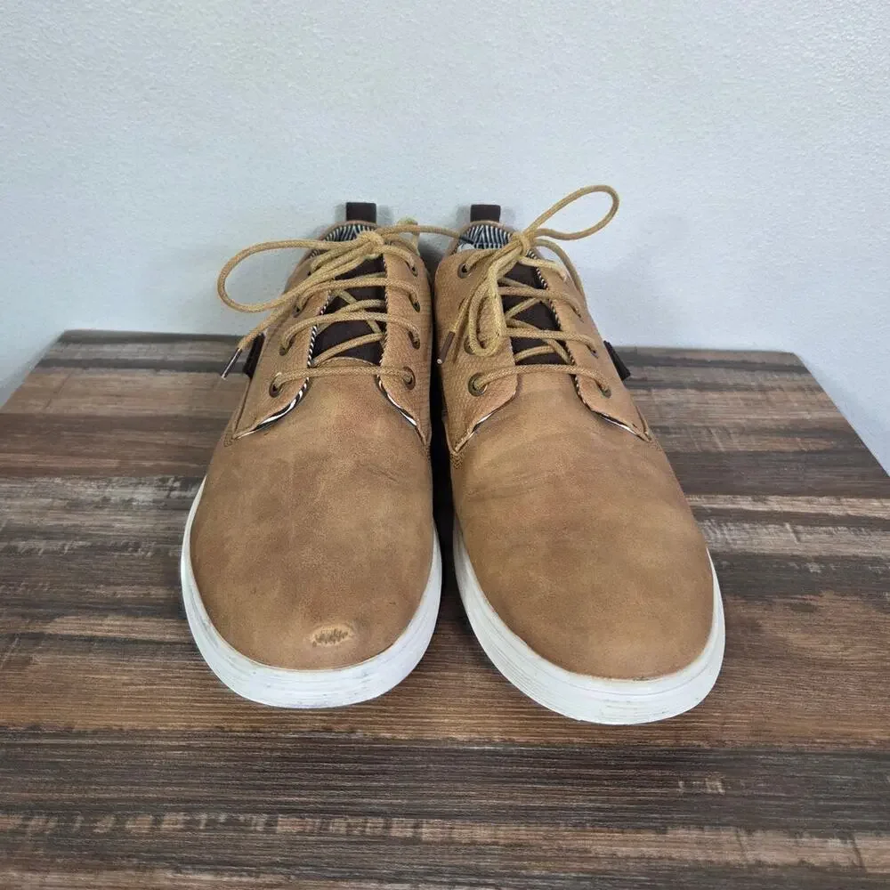 Steve Madden Men's Halliday Cognac Faux Leather Low Top Sneaker Size 9.5